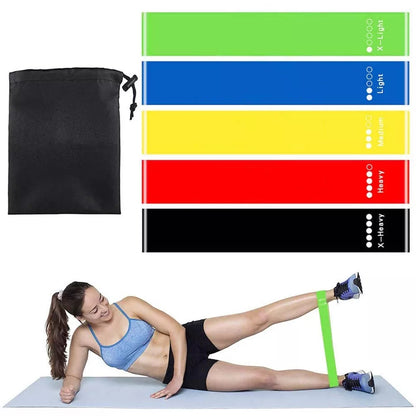 Set 5 Bandas Elásticas para Ejercicio y Entrenamiento con Niveles de Resistencia