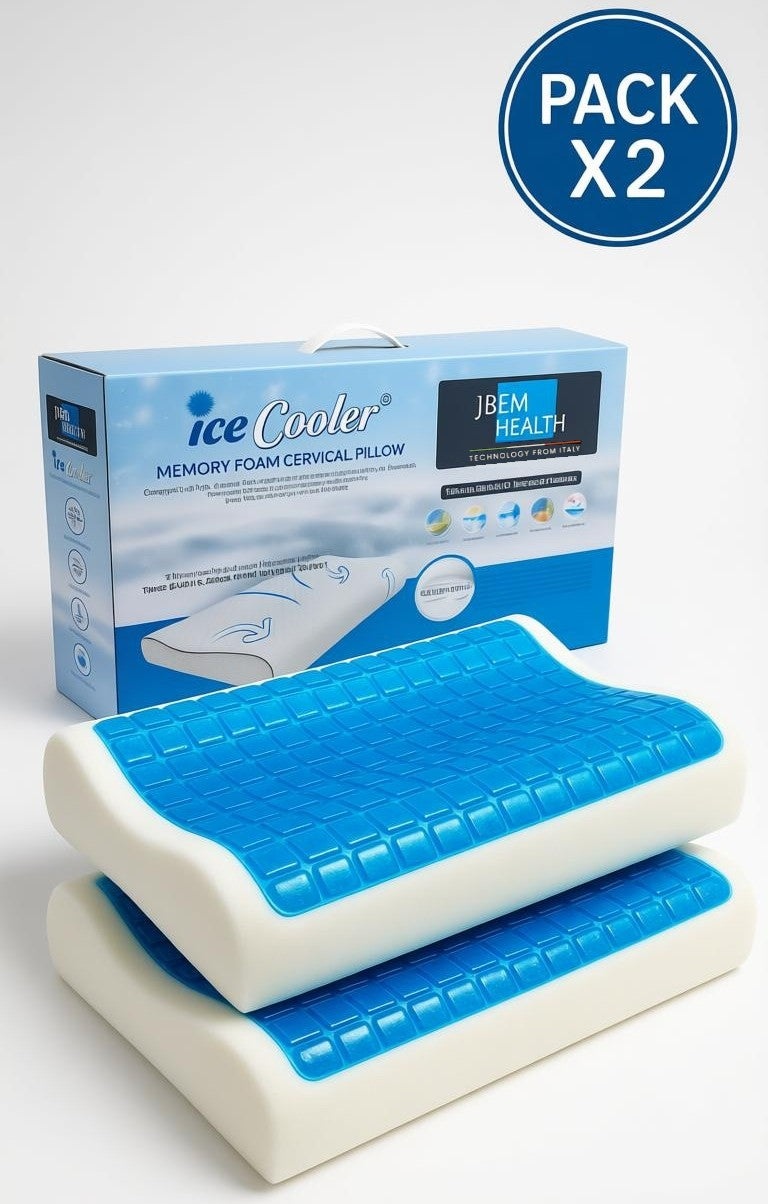 Pack 2 Almohadas Cervicales Memory Foam Gel Premium 60x35cm